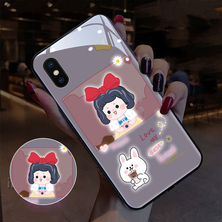 Compatible with Apple, Compatible with Apple , Cute Cartoon Girl Series Incoming Call LED Flashing Iphone12 Pro Max Phone Protective Case