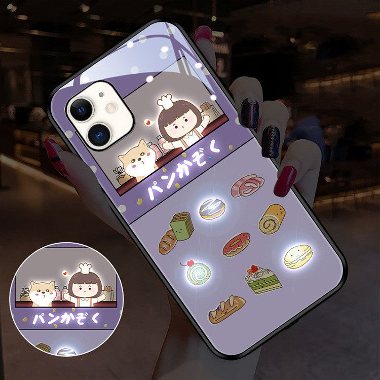 Compatible with Apple, Compatible with Apple , Cute Cartoon Girl Series Incoming Call LED Flashing Iphone12 Pro Max Phone Protective Case