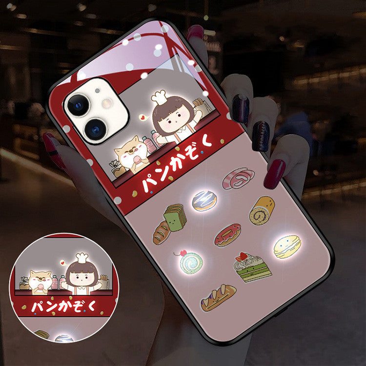 Compatible with Apple, Compatible with Apple , Cute Cartoon Girl Series Incoming Call LED Flashing Iphone12 Pro Max Phone Protective Case