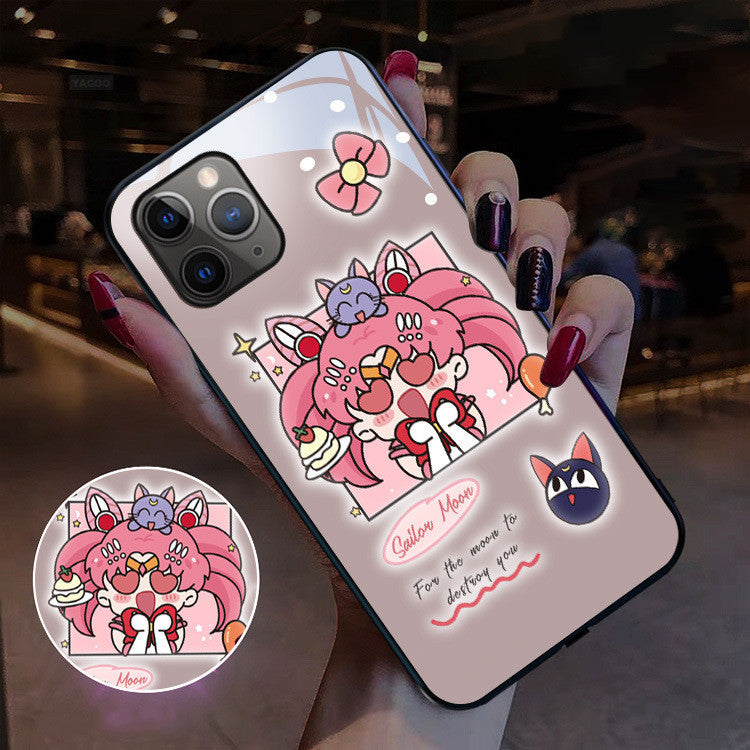 Compatible with Apple, Compatible with Apple , Cute Cartoon Girl Series Incoming Call LED Flashing Iphone12 Pro Max Phone Protective Case