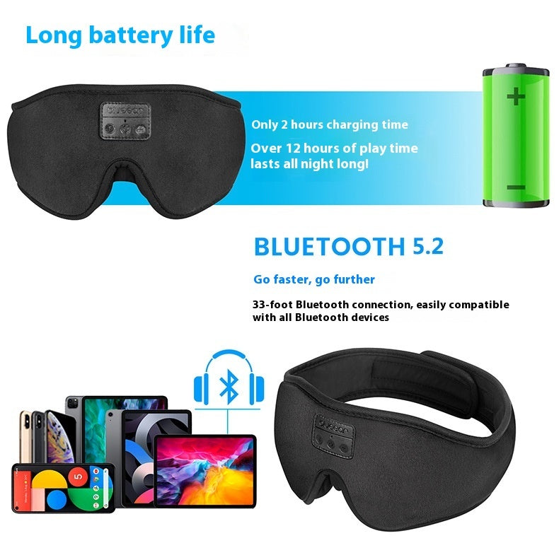 3D Bluetooth Eye Mask Blackout Sleep Office Lunch Break Eye Protection